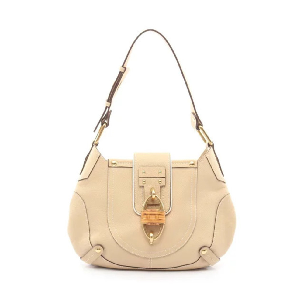 Salvatore Ferragamo shoulder bag leather Beige Cream